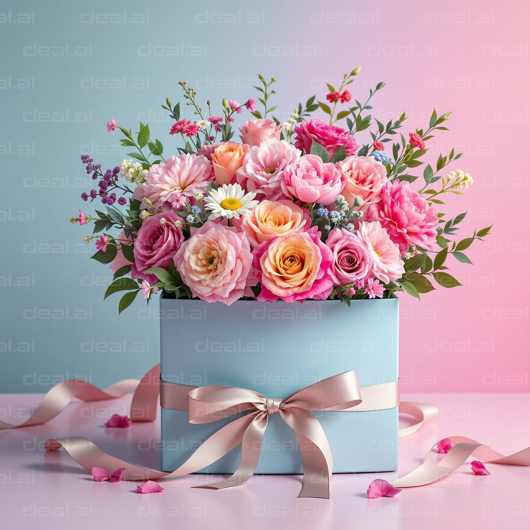 Blooming Gift Box with Ribbon