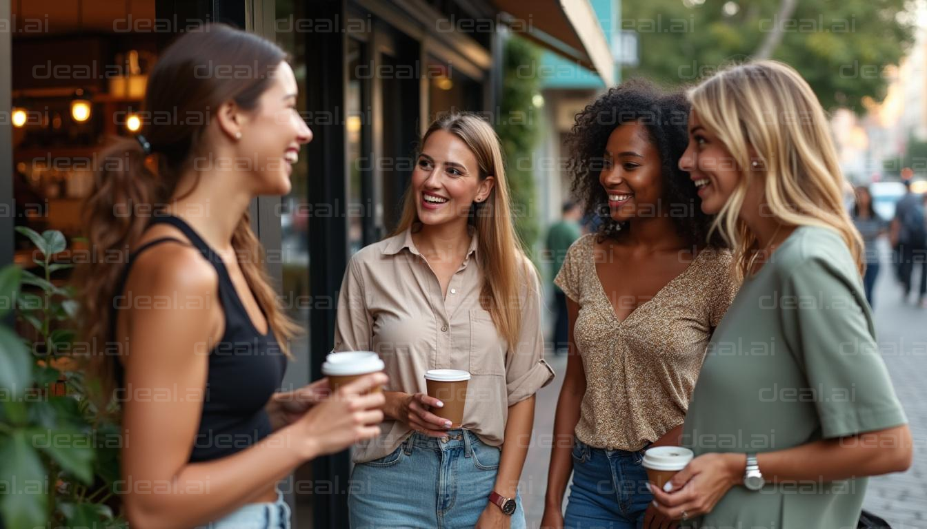 Friends Chatting at a Coffee Shop