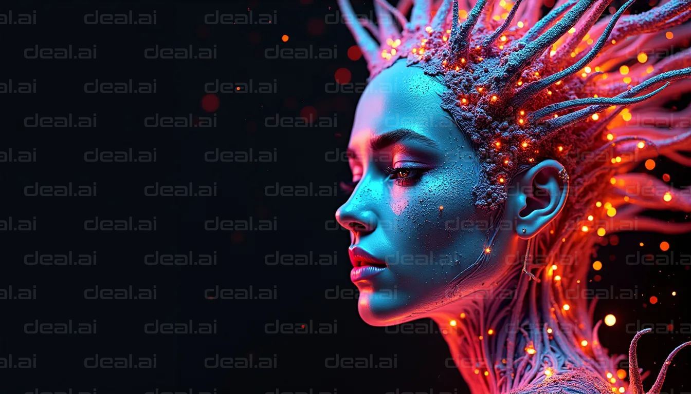 "Futuristic Neon Cyborg Portrait"