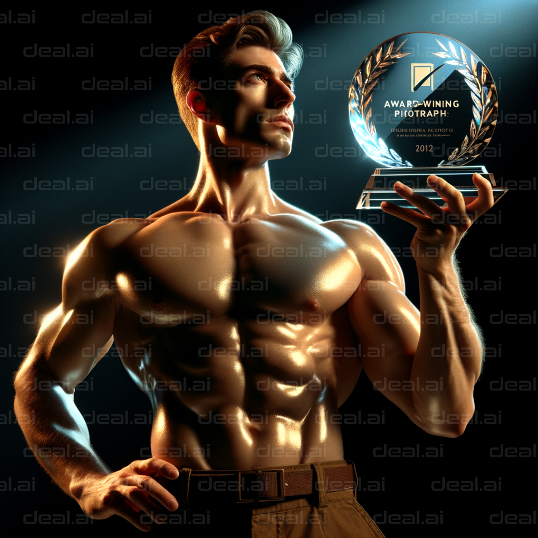 Muscular Man Holding a Trophy