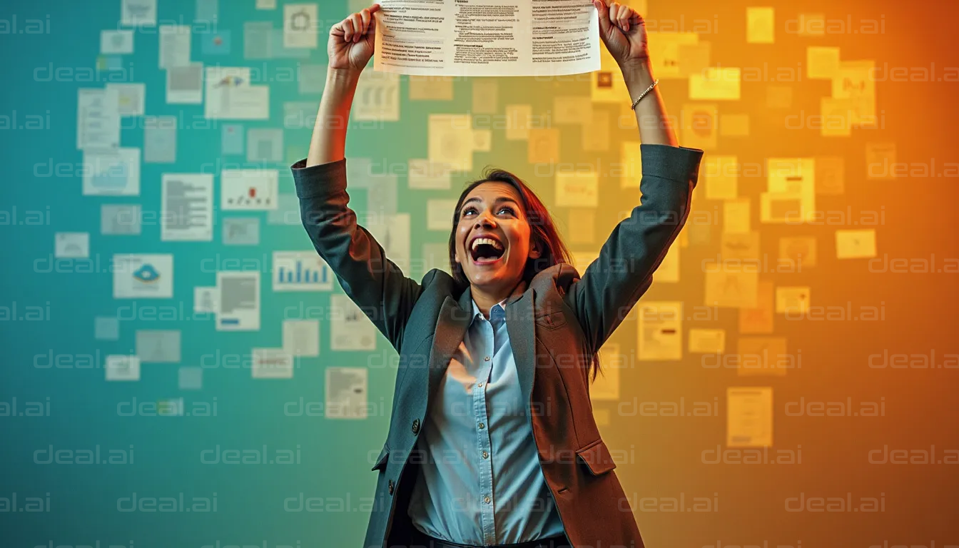 "Joyful Woman Celebrating Success"