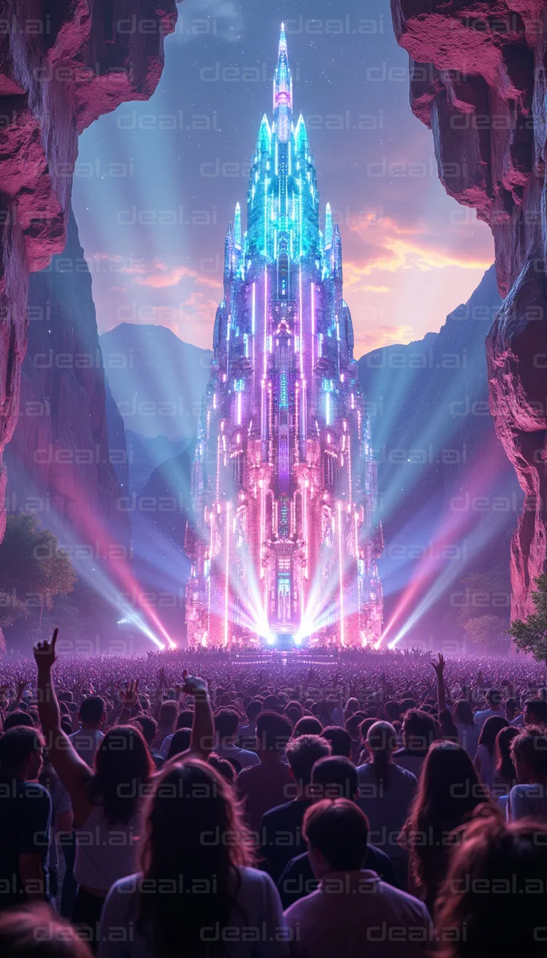 "Futuristic Concert with Neon Lights"