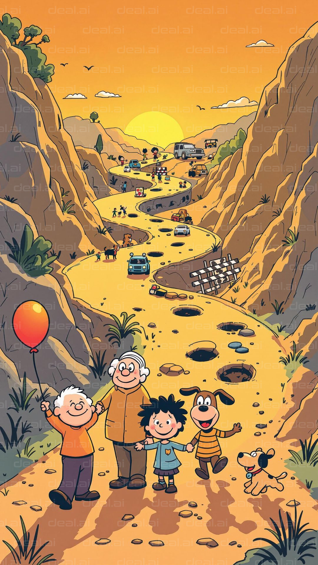 Joyful Journey at Sunset