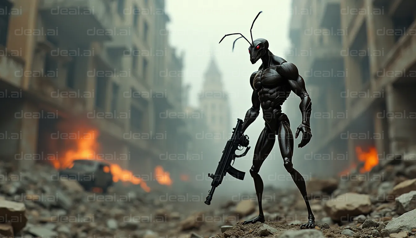 Alien Soldier in Post-Apocalyptic City