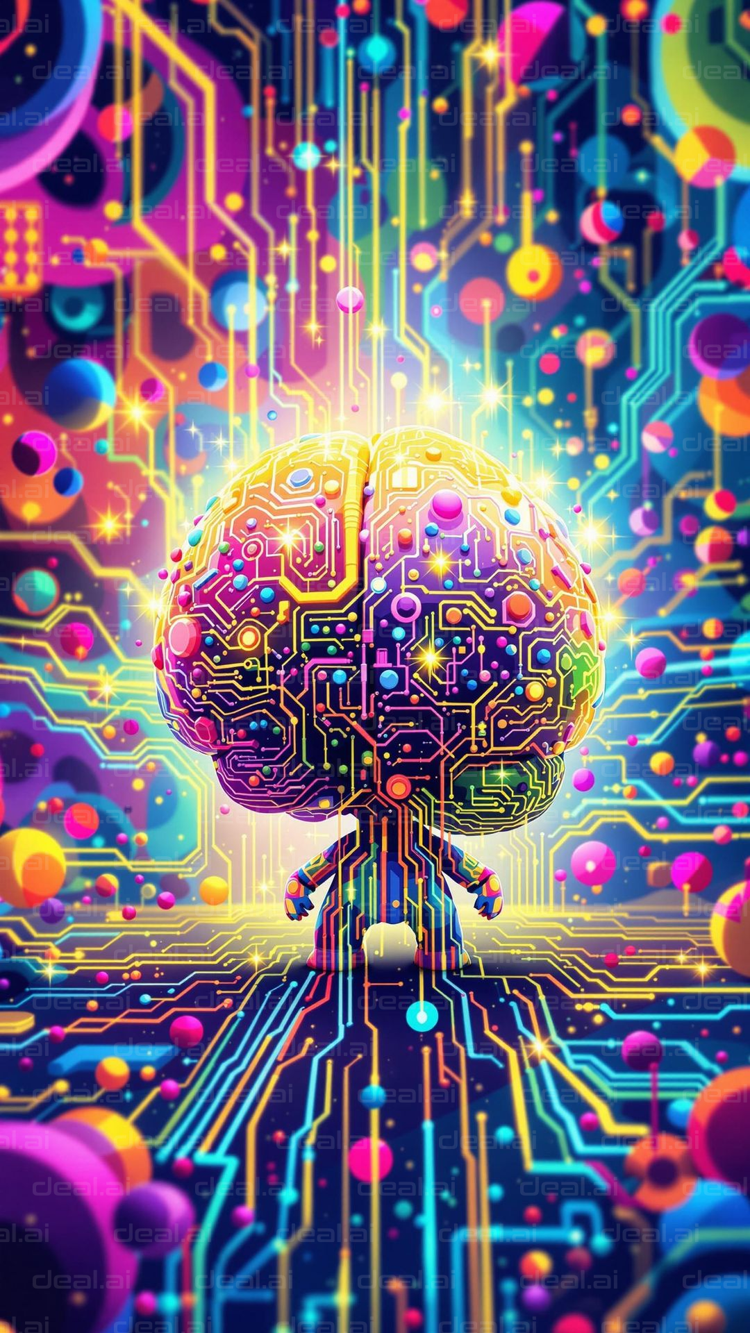 "Neon Brain Circuitry Explosion"