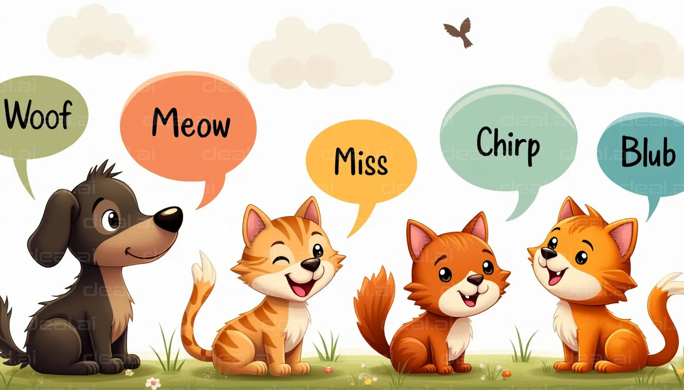 Cute Cartoon Animals with Speech Bubbles