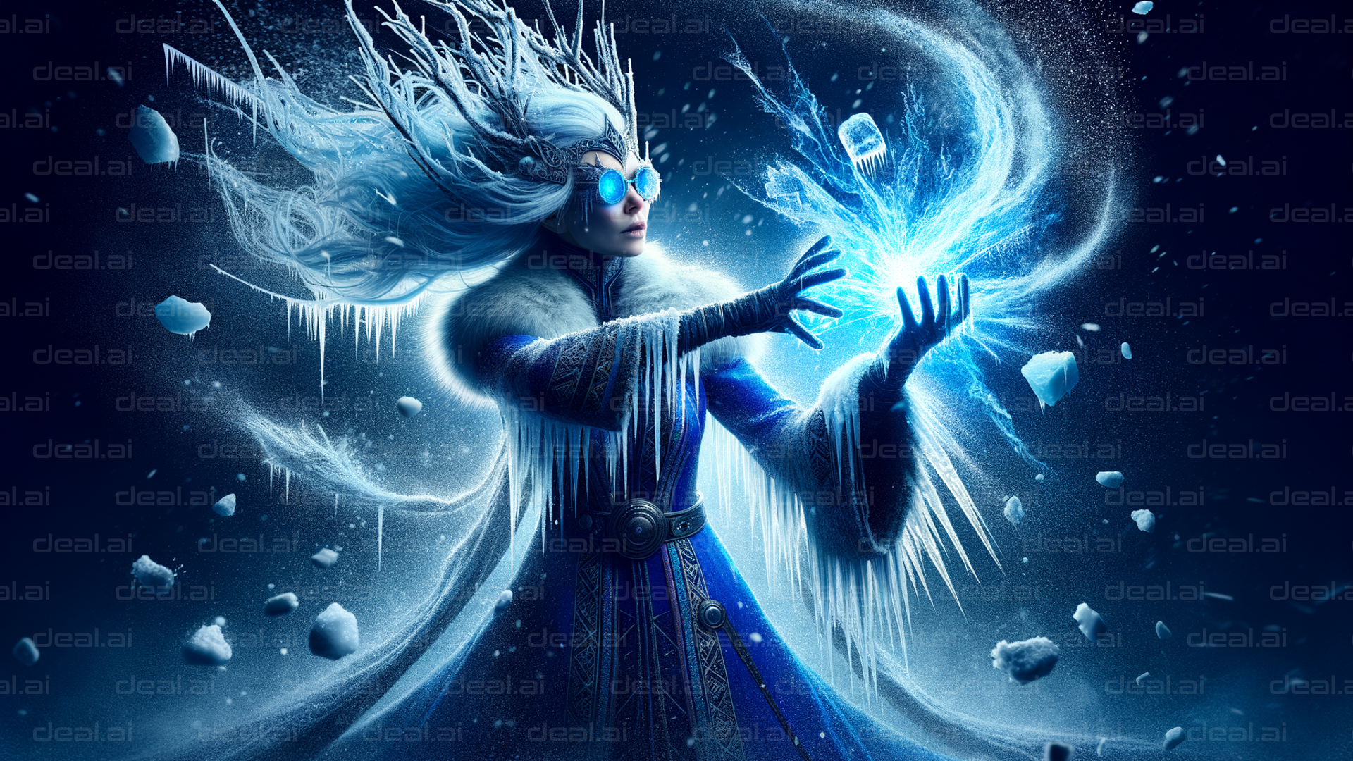 "Ice Sorceress Conjures Frost Magic"