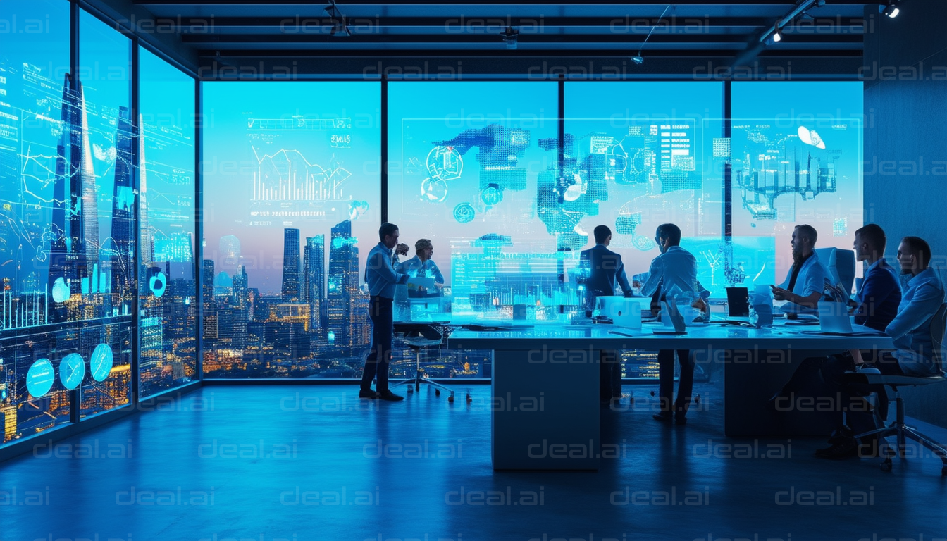 High-Tech Office Meeting at Dusk