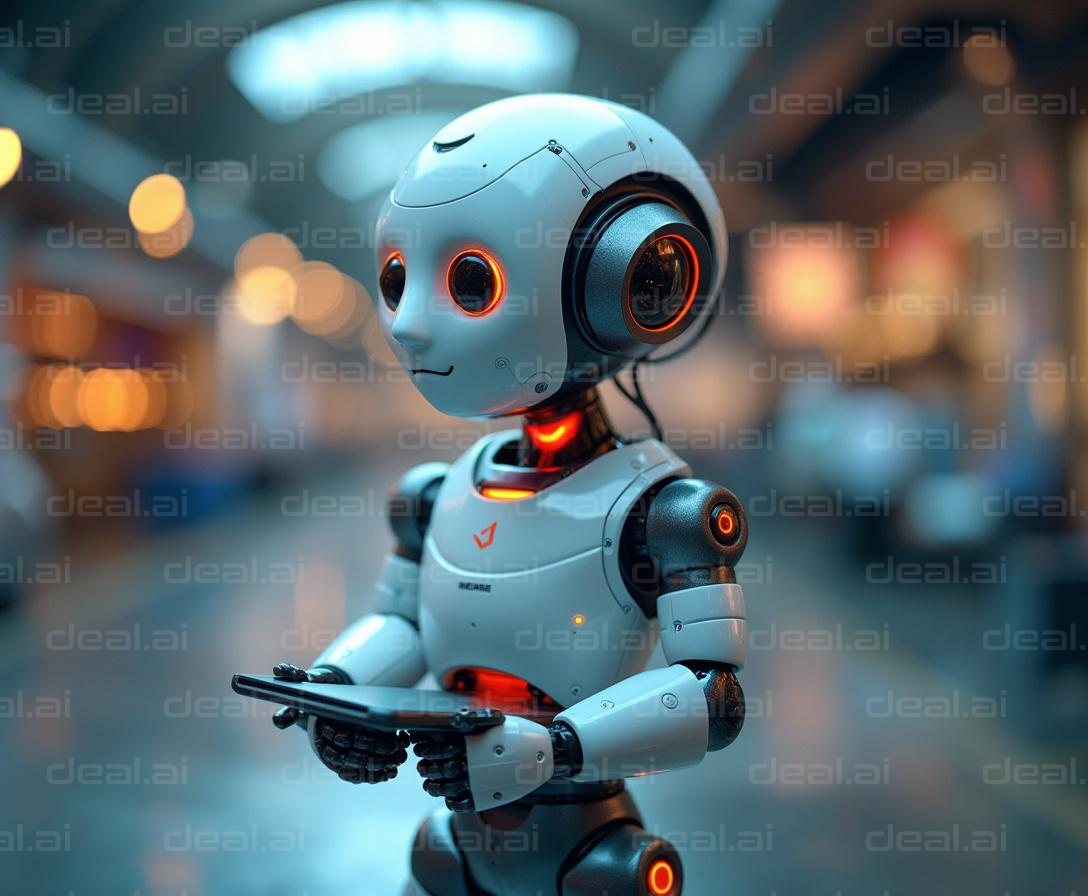 "Futuristic Robot with a Tablet"