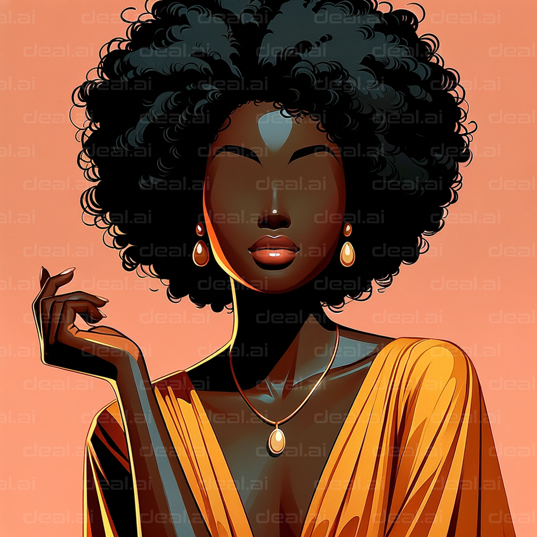 Elegant Silhouette in Orange Dress