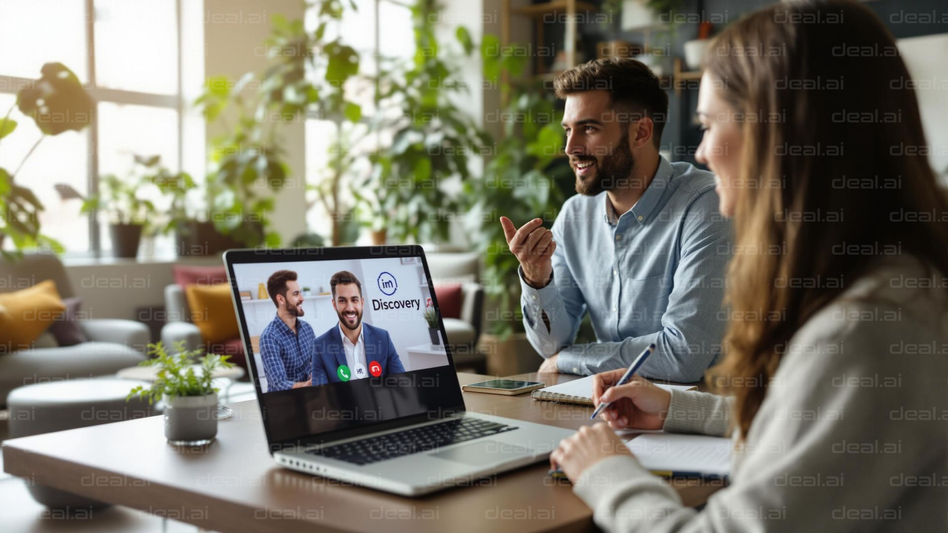 Video Call in a Cozy Workspace