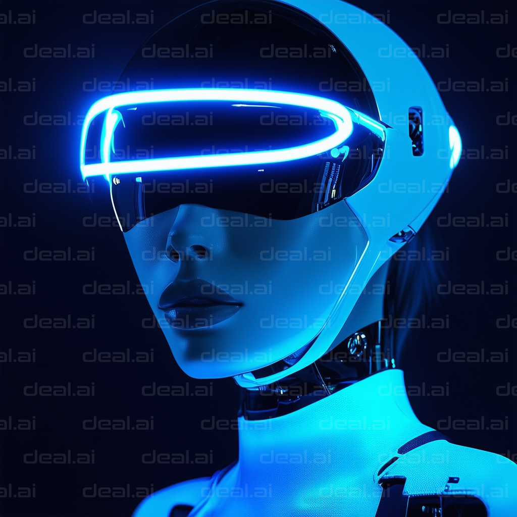 "Futuristic AI with Neon Visor"