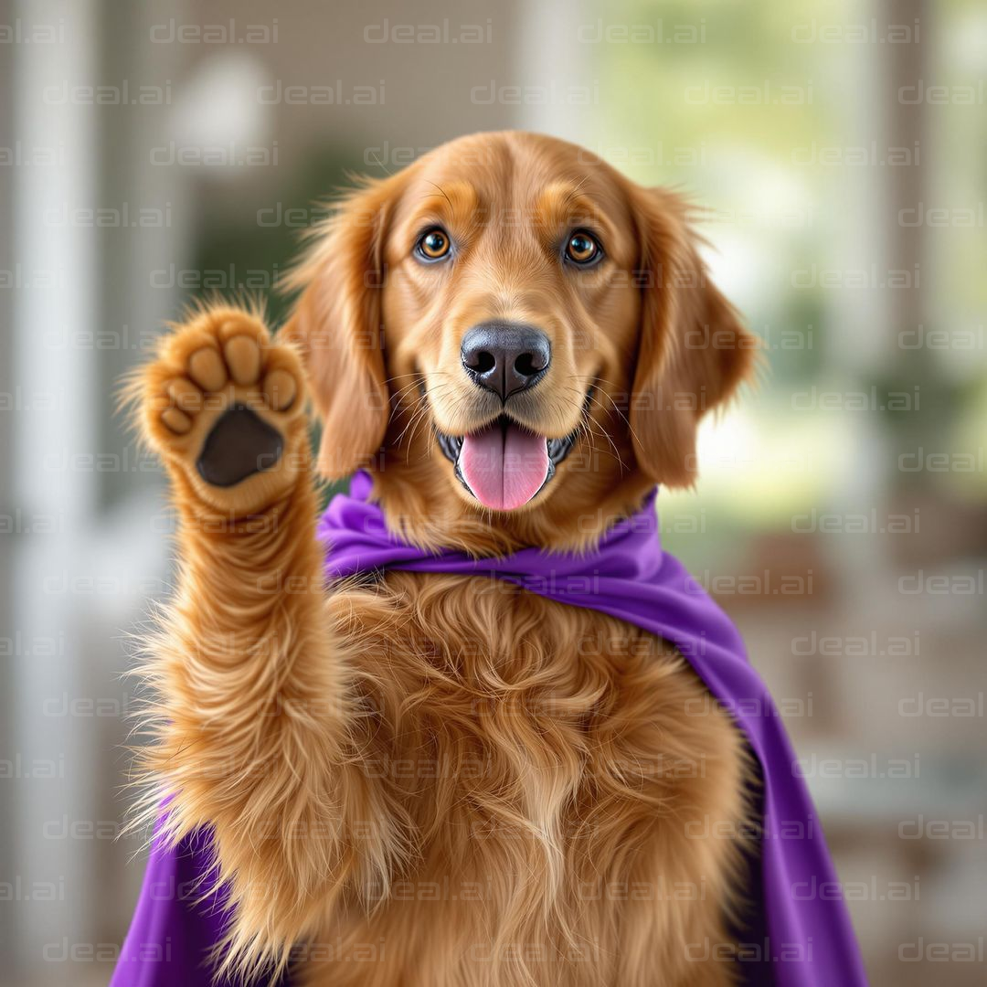 Super Pup in a Purple Cape