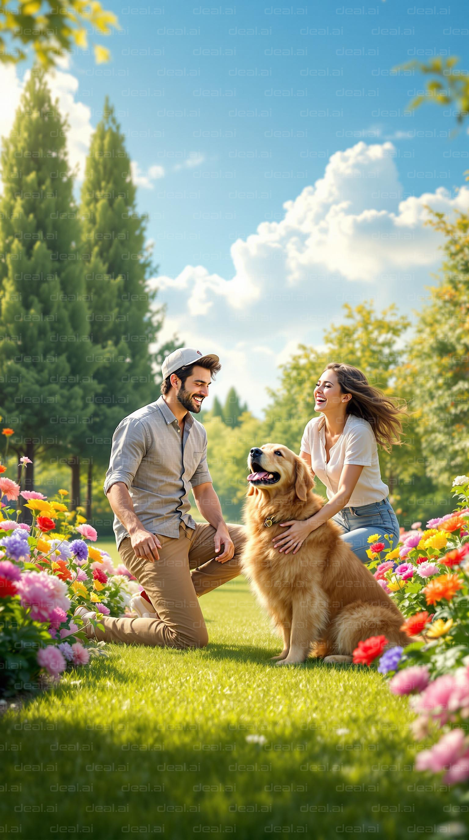 Joyful Day in a Flowered Park