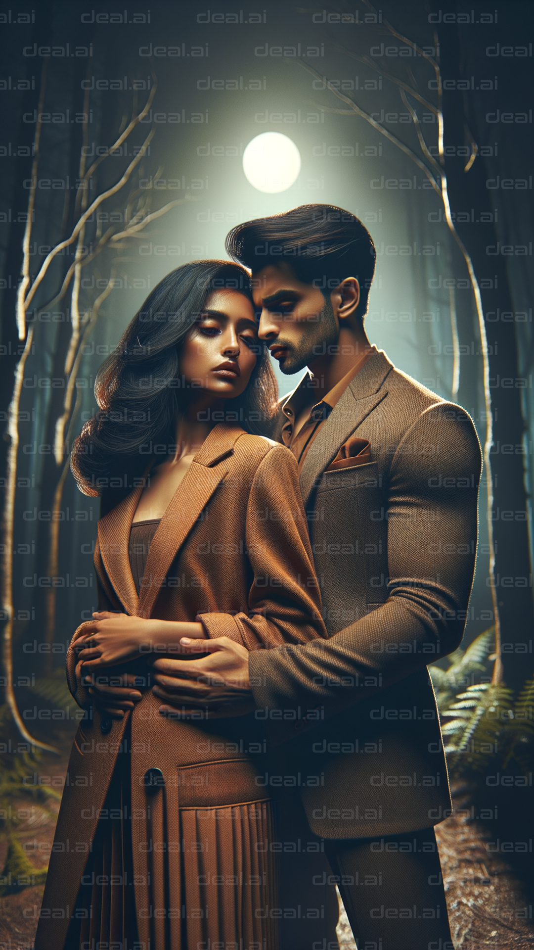 "Ethereal Embrace Under Moonlight"