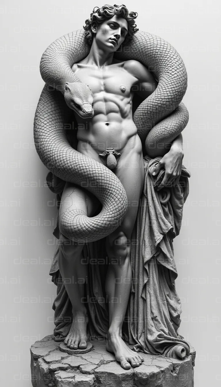 "Man and Serpent Sculpture"