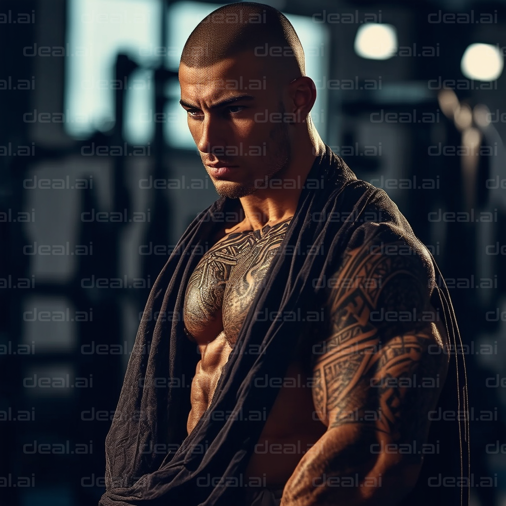 Tattooed Fitness Model in Gym