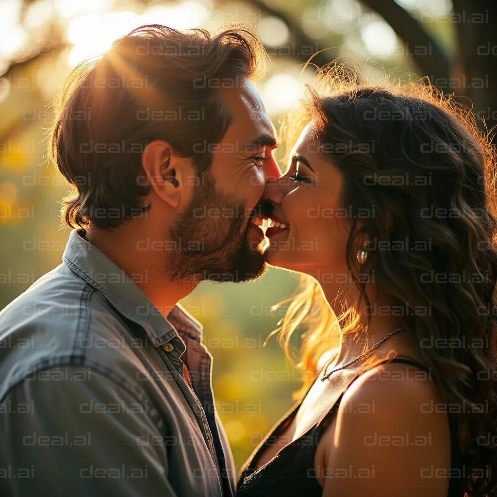 Sunlit Couple's Joyful Moment