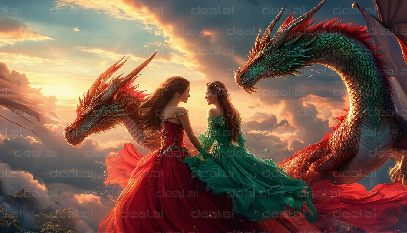 "Princesses and Dragons at Sunset"