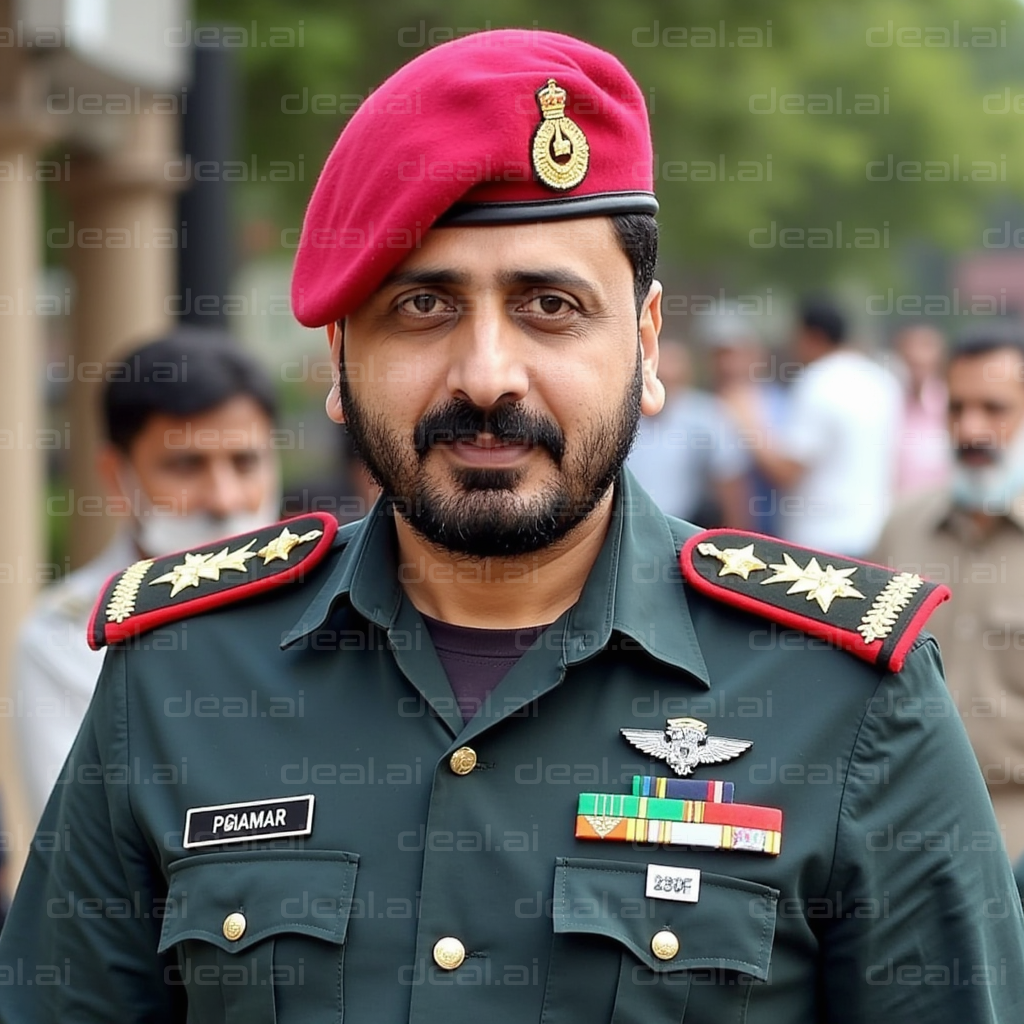 Army Officer in Red Beret