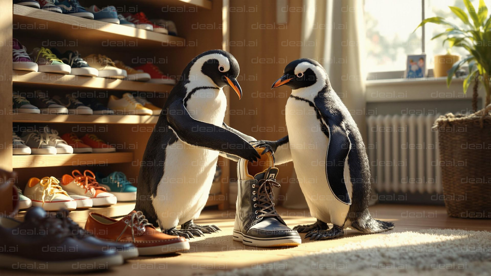 Penguins Picking Shoes