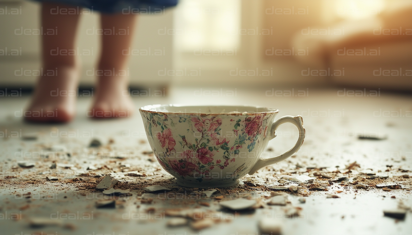 "Shattered Teacup on Kitchen Floor"