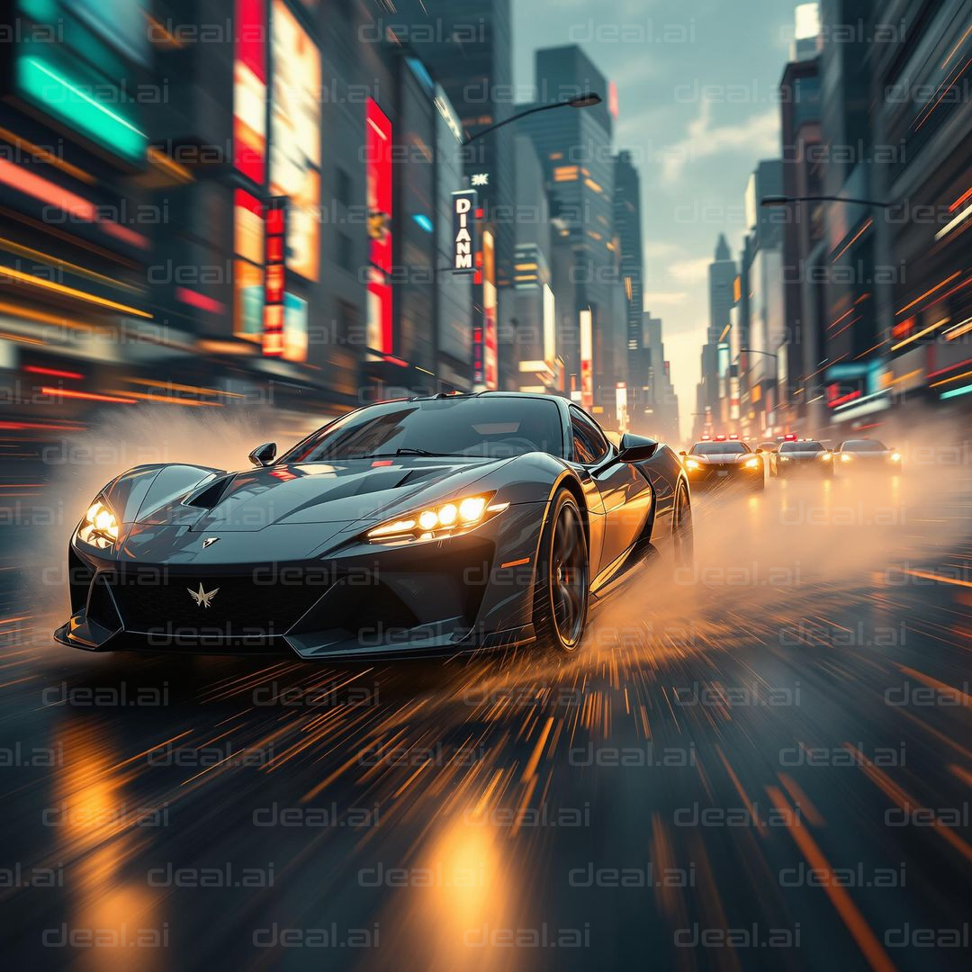 "Speeding Through Neon Streets"