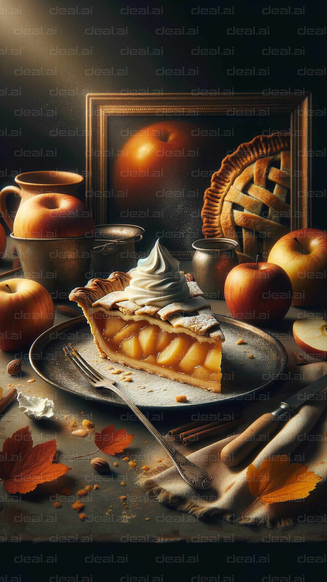 Autumn Apple Pie with Whipped Cream