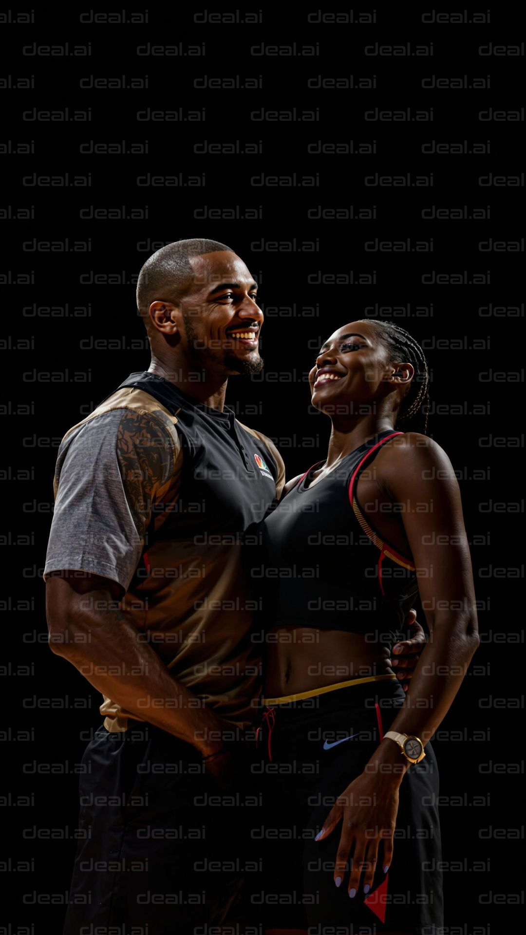 Happy Athletic Couple Embracing
