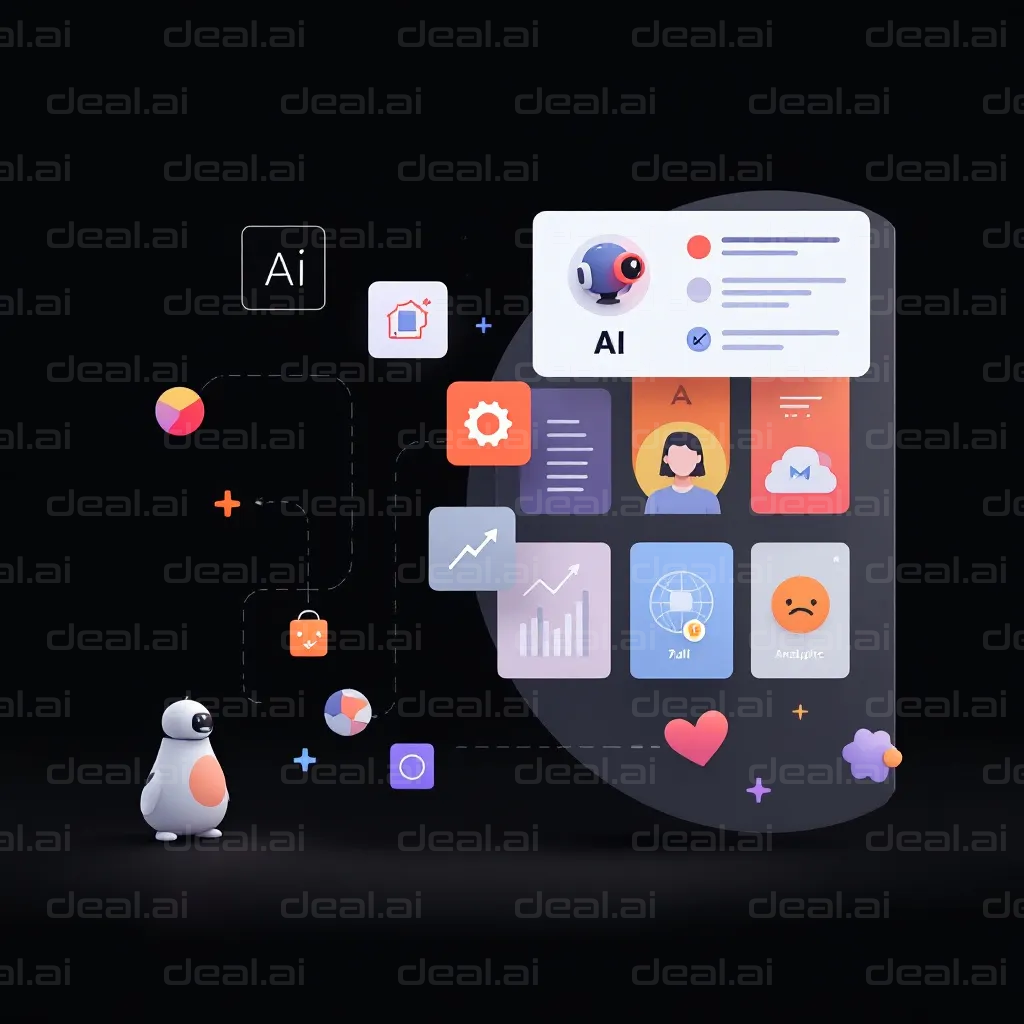 AI Robot Analyzing Data Interfaces