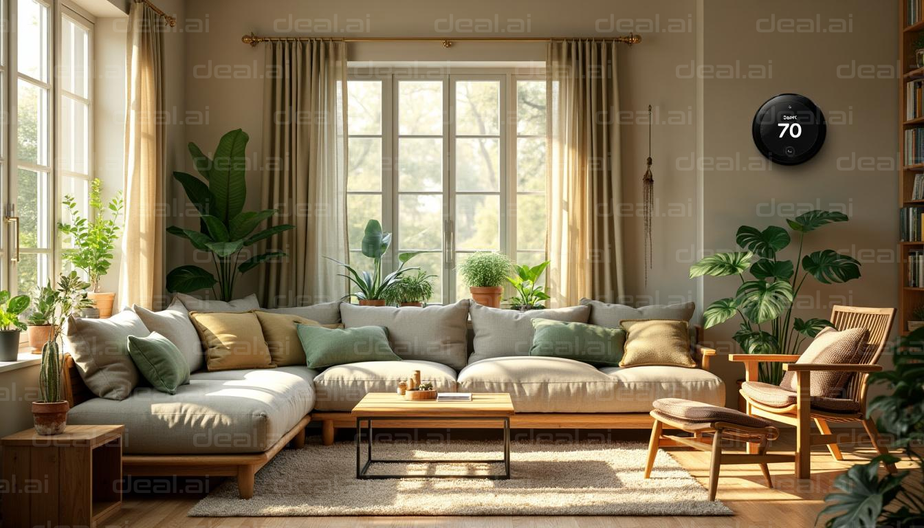 Cozy Sunlit Living Room with Plants