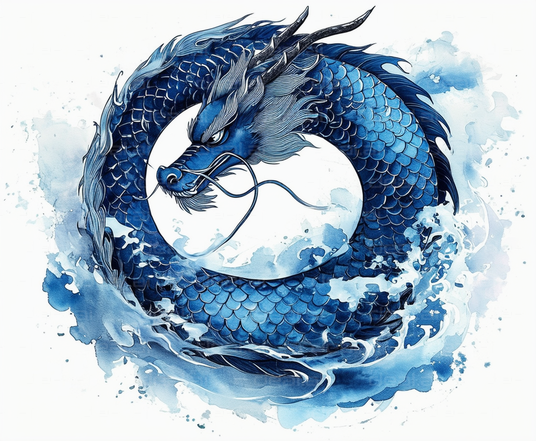 "Blue Dragon in Ocean Waves"