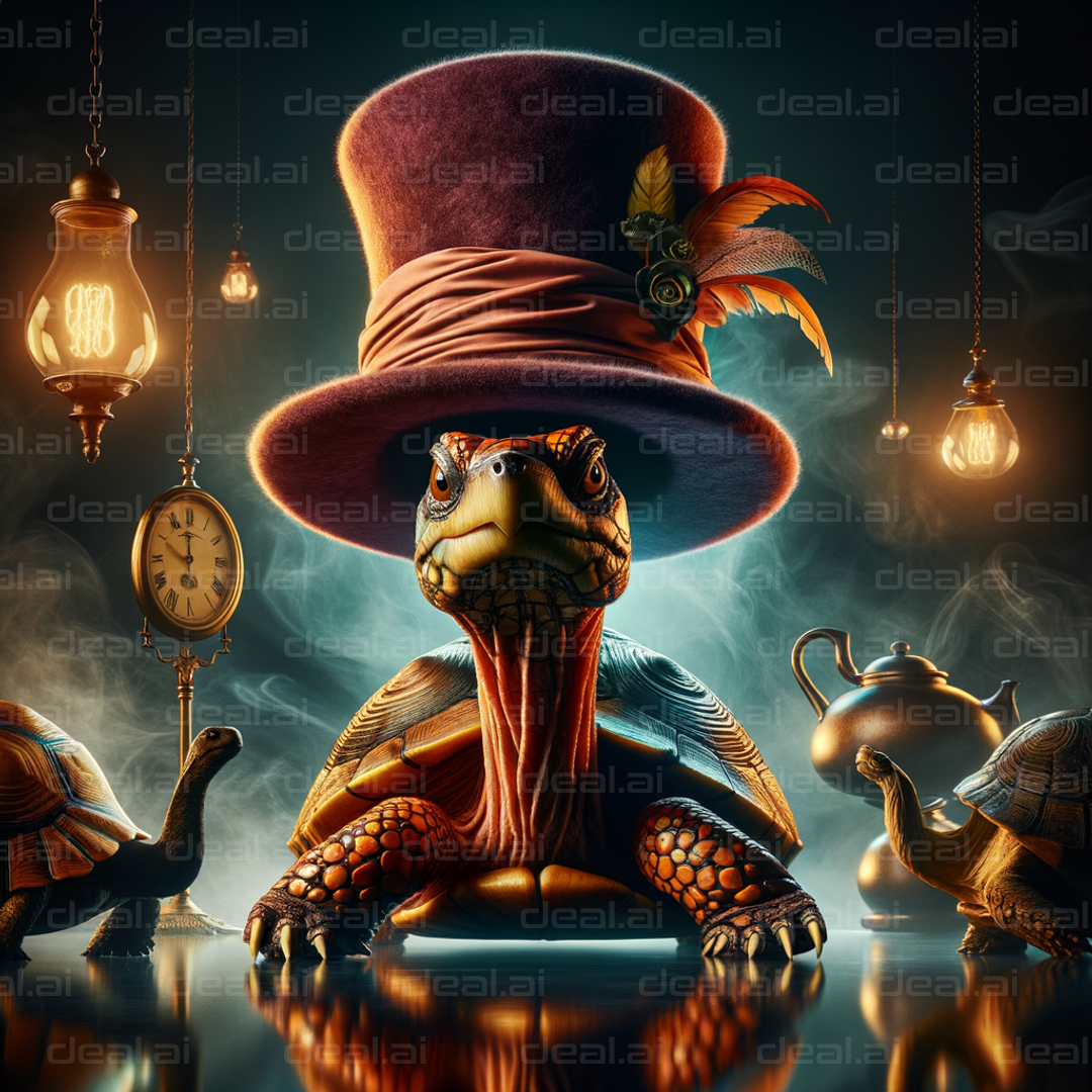 "Steampunk Turtle in Top Hat Wonderland"