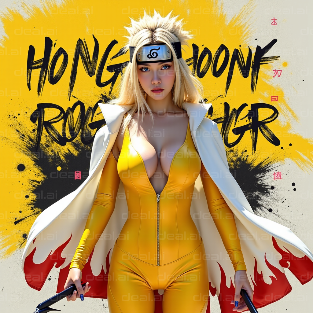 Anime Warrior in Yellow Suit