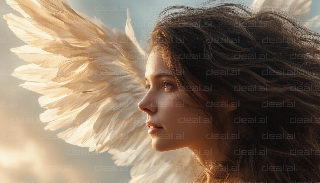 "Dreamy Angel in Golden Light"