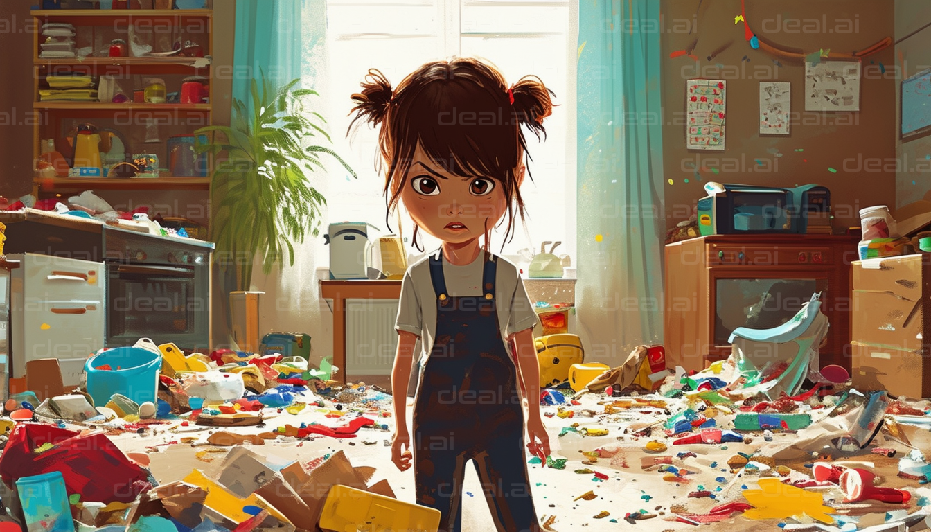 "Messy Playtime: Chaos in the Kitchen"