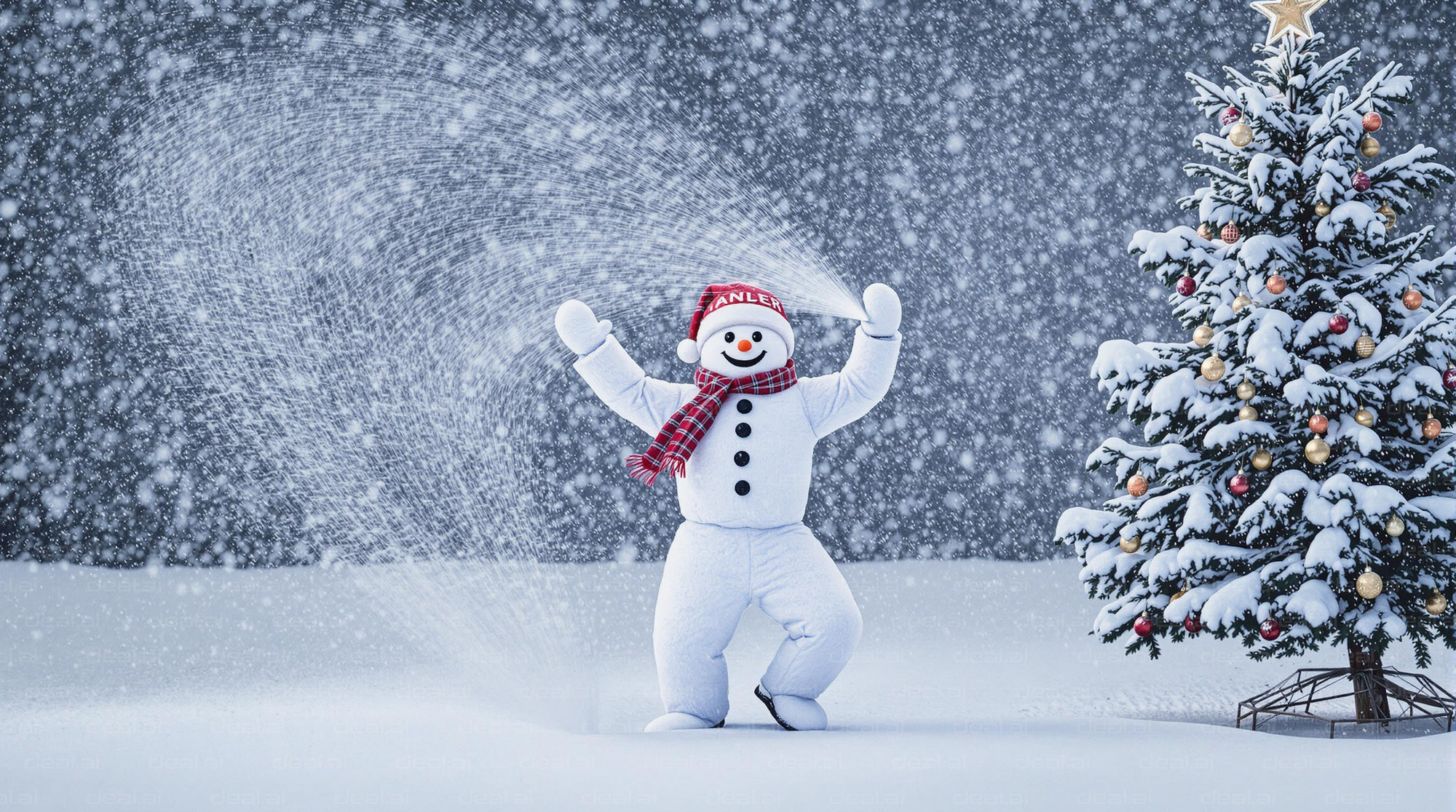 Snowy Celebration with Snowman