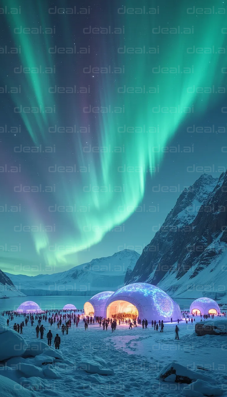 Northern Lights Over Ice Domes Festival