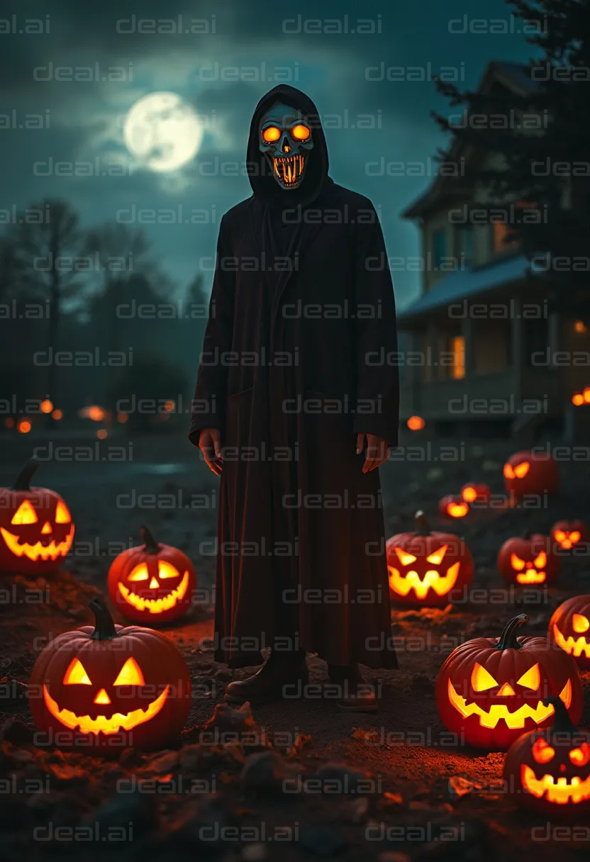 "Halloween Night: Eerie Pumpkin Glow"