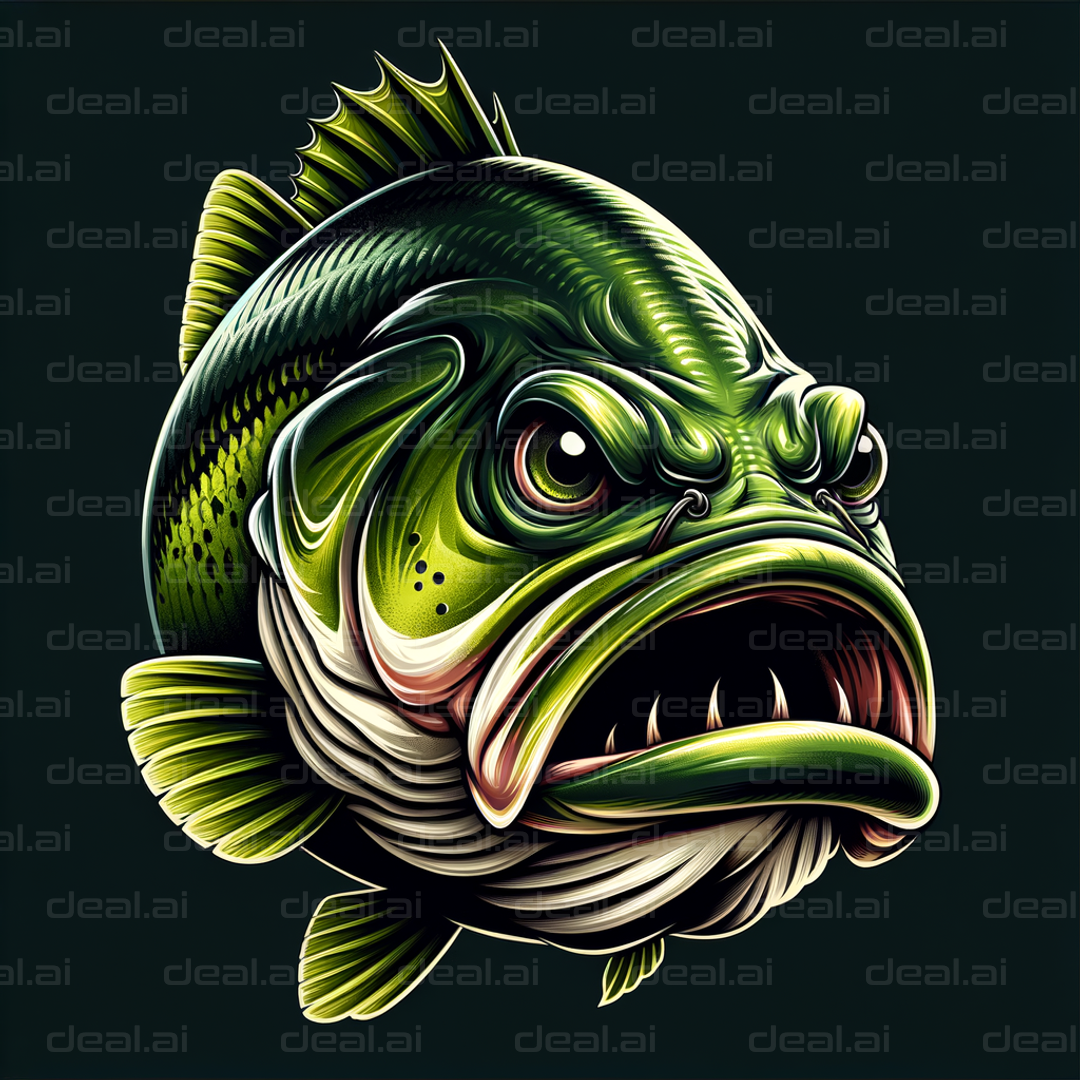 "Fierce Green Fish Illustration"