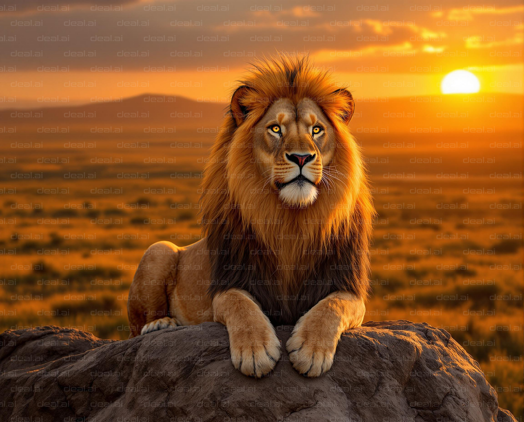 Majestic Lion at Sunset