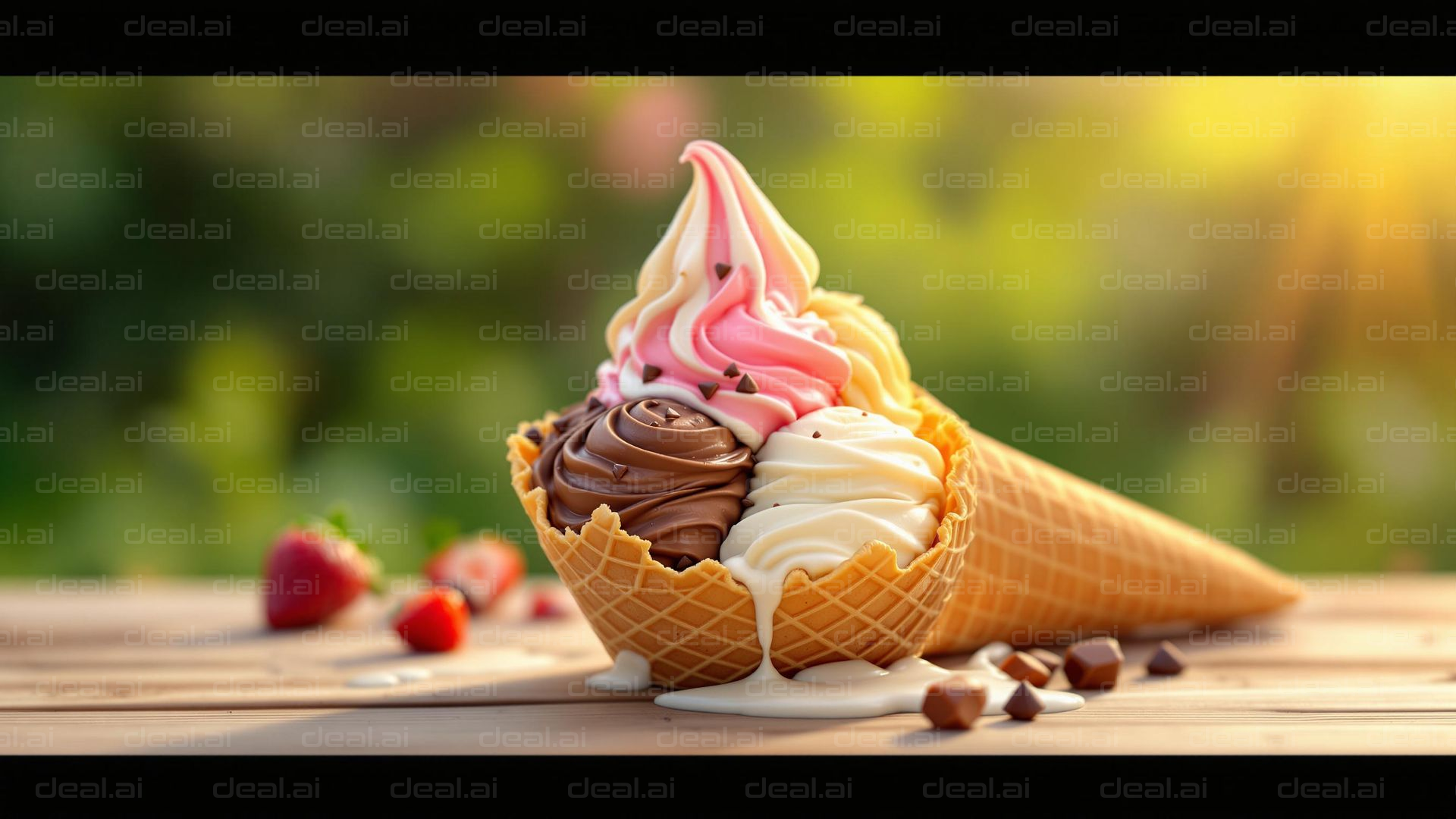 Triple Delight Ice Cream Cone Bliss