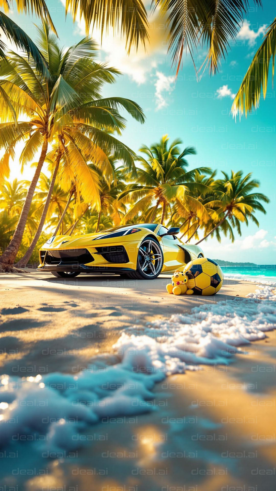 Tropical Car Paradise Scene