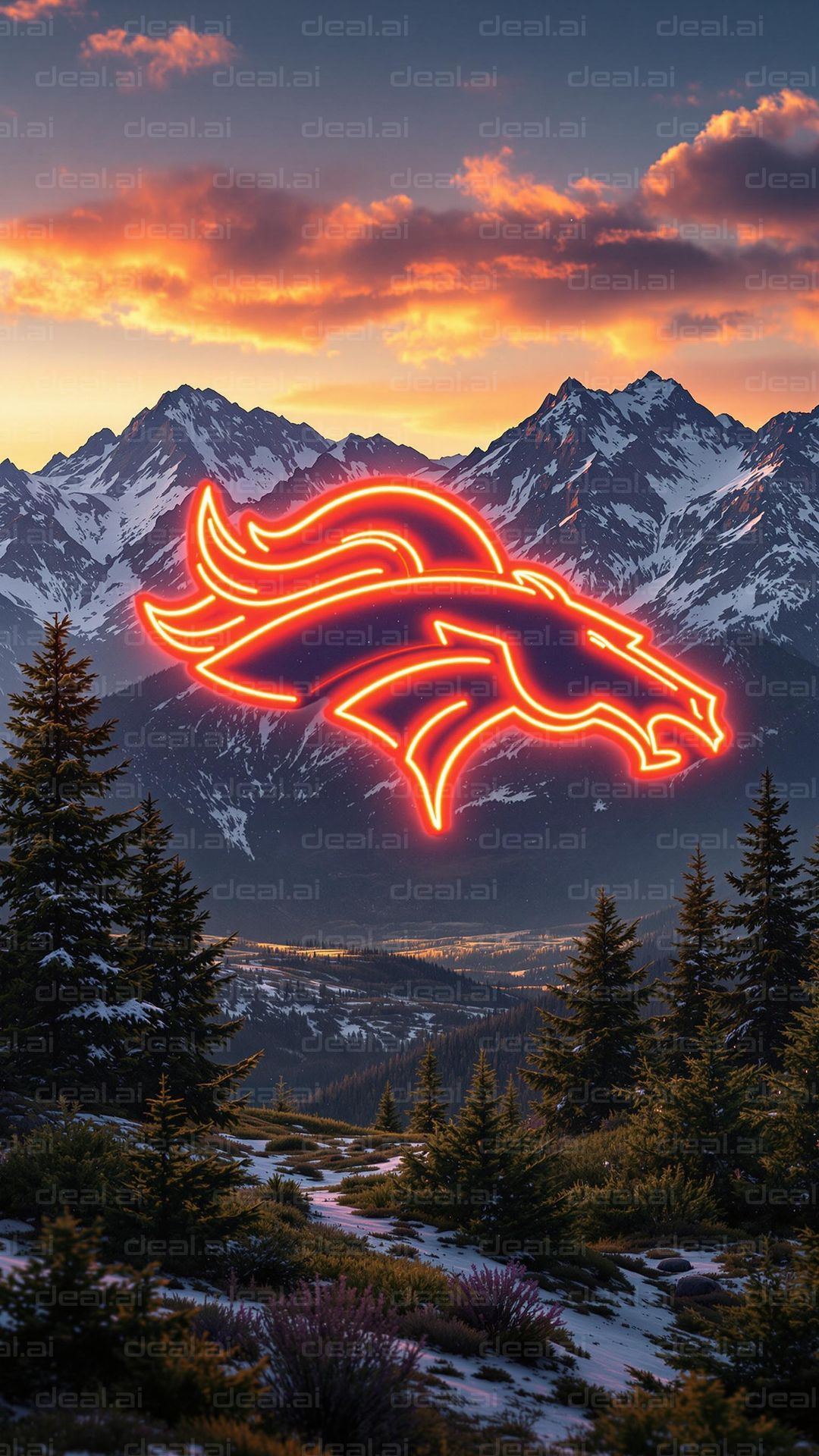 Glowing Mountain Mustang Logo