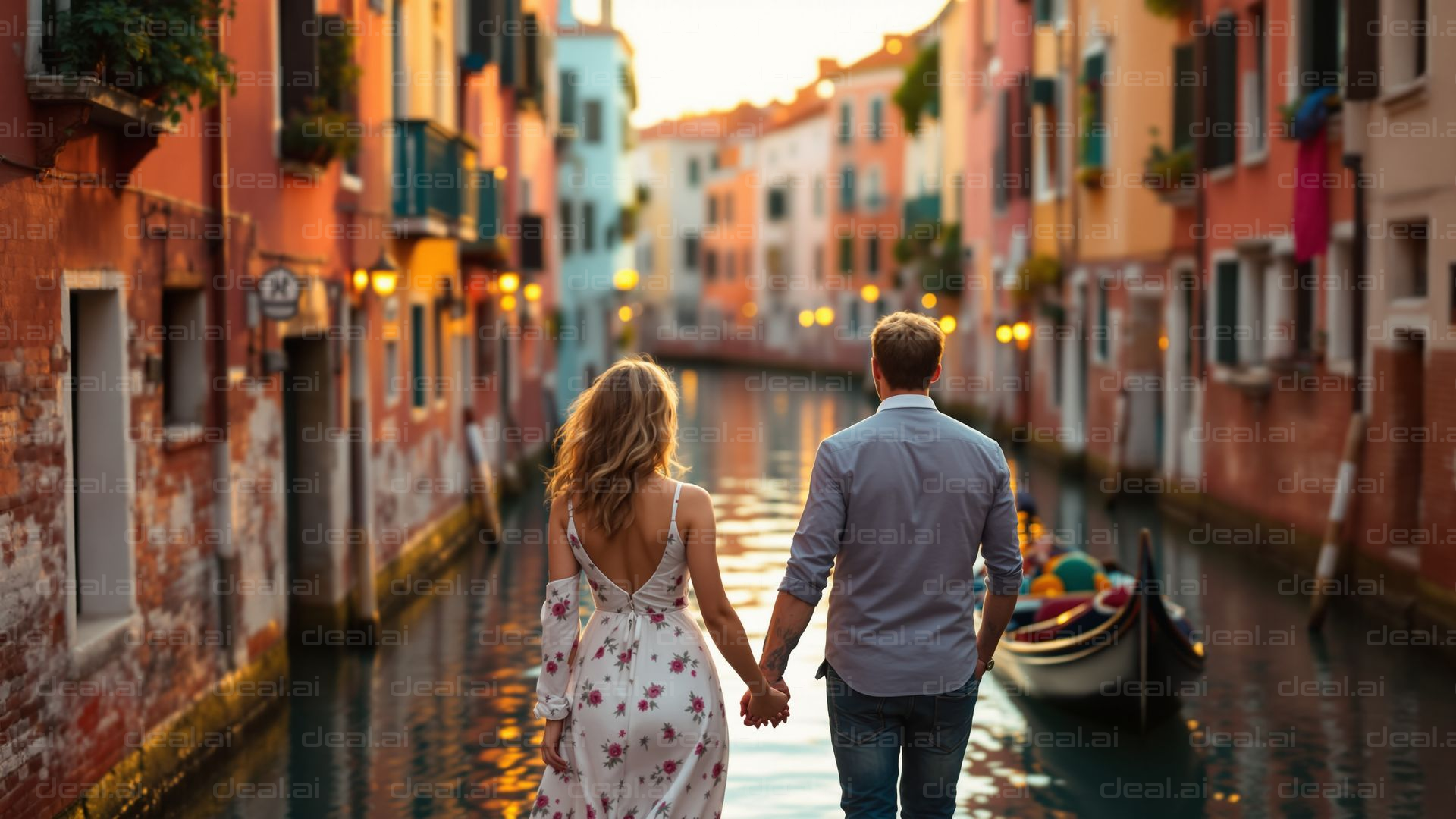 Romantic Stroll by the Venetian Canal