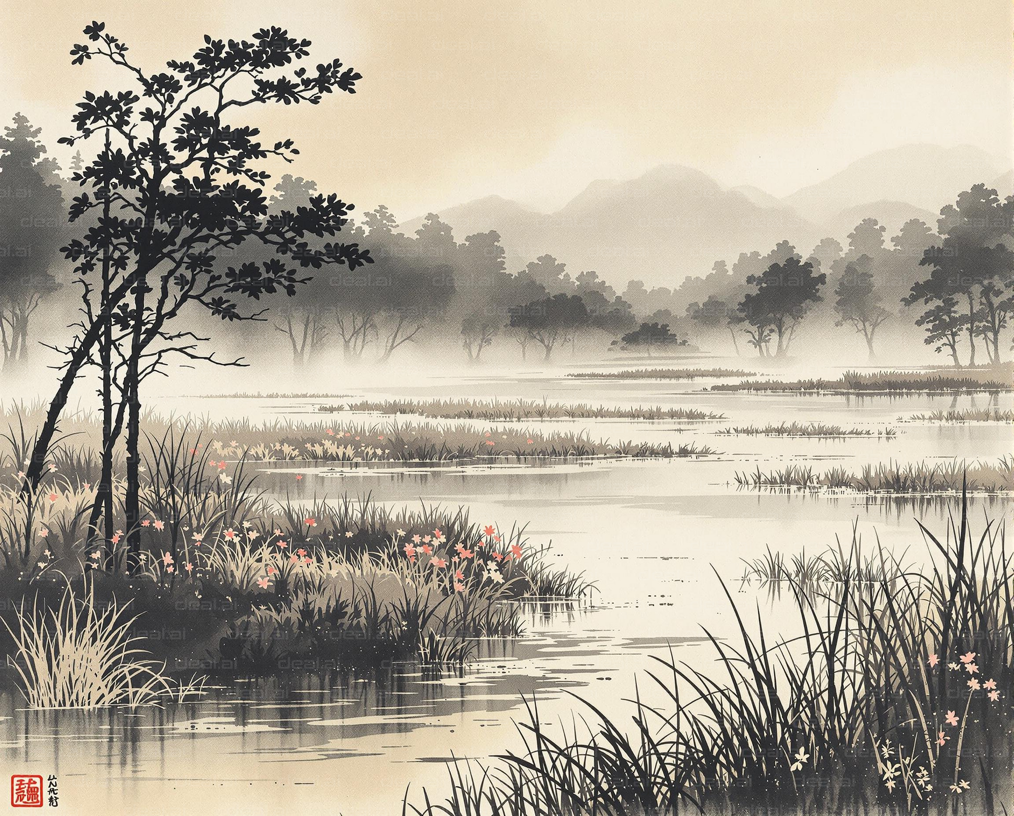 Misty Marshland Serenity