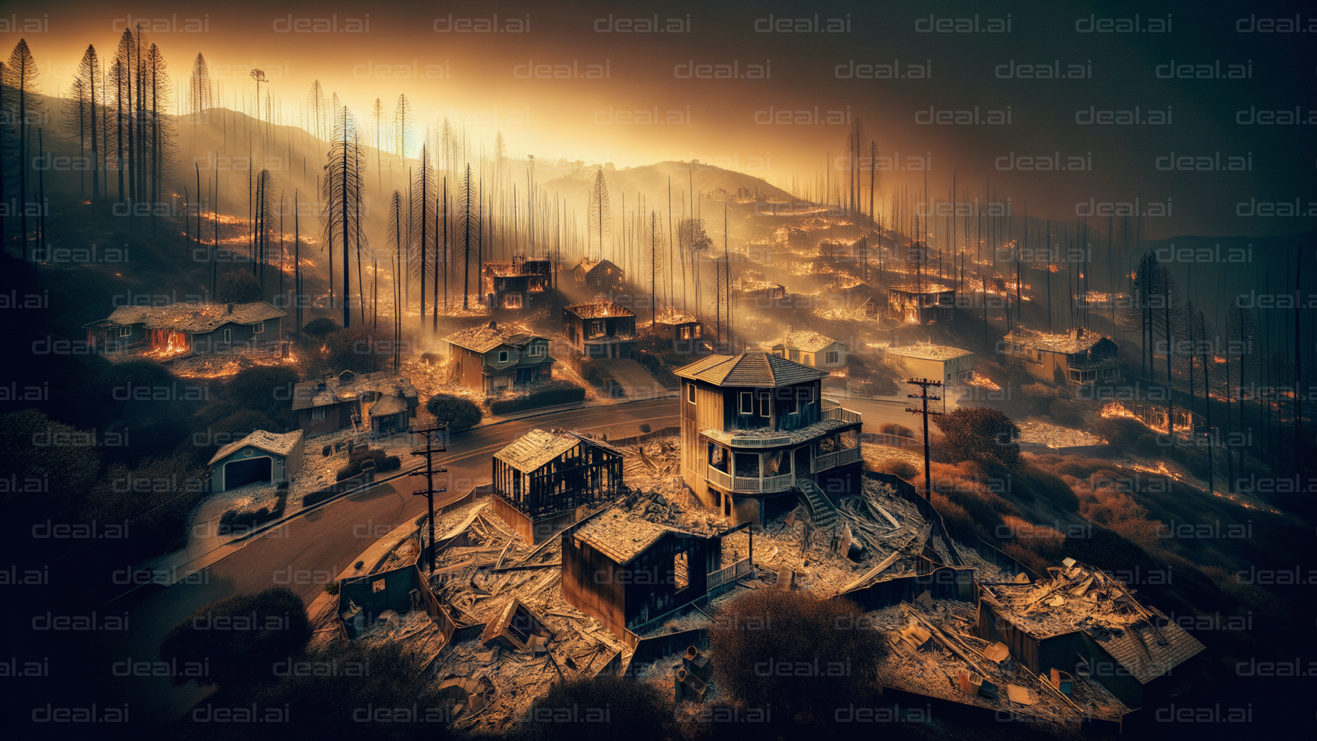 Blazing Inferno in Hillside Town