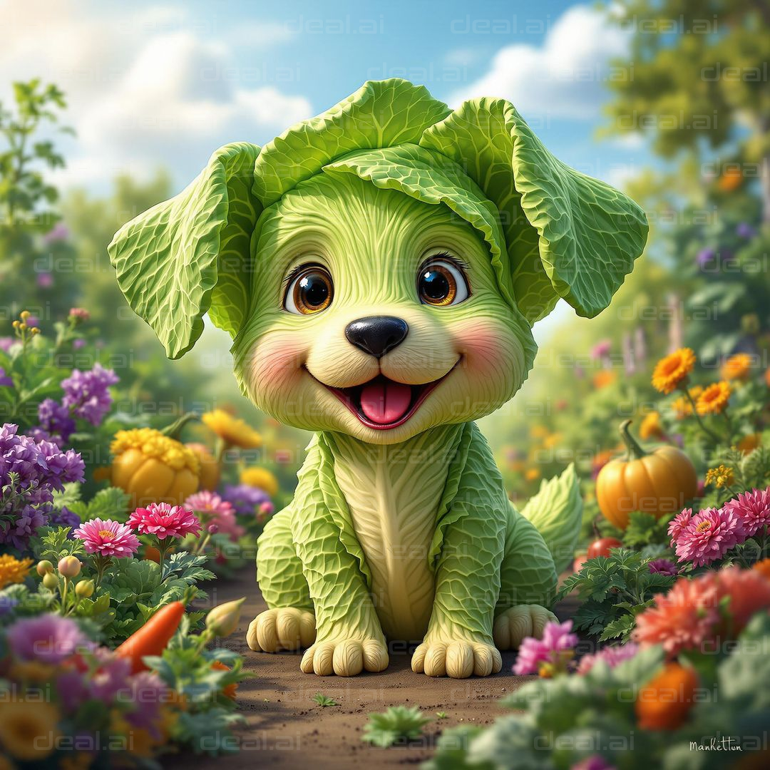 Cabbage Pup in the Garden Bliss