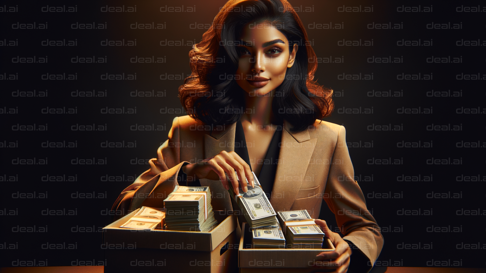 "Confident Businesswoman Counting Cash"