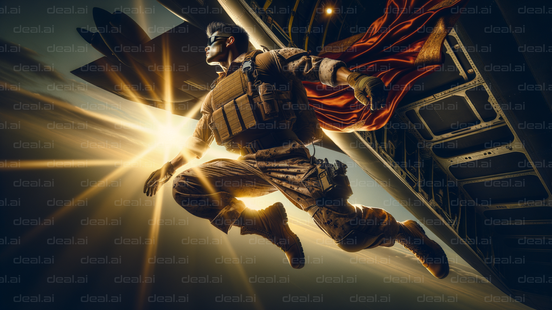 Superhero Soldier Parachutes into Action